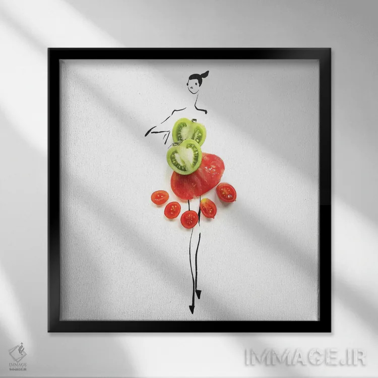 تابلو گوجه فرنگی (سری اول) اثر گرچن روهرز - نمای قابدار مشکی