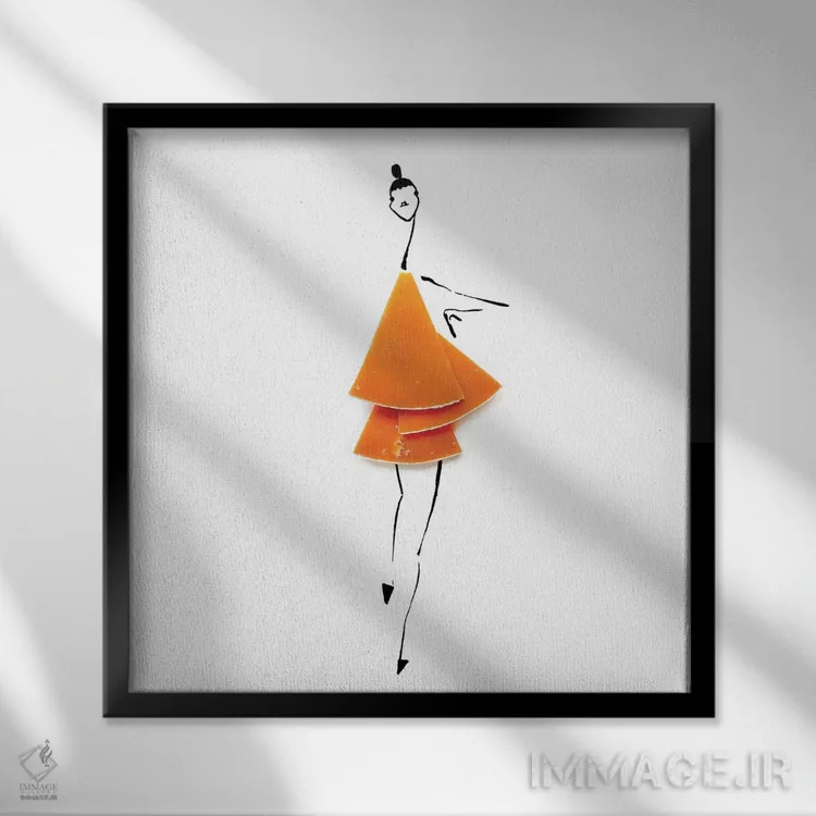 تابلو پنیر نارنجی اثر گرچن روهرز - نمای قابدار مشکی