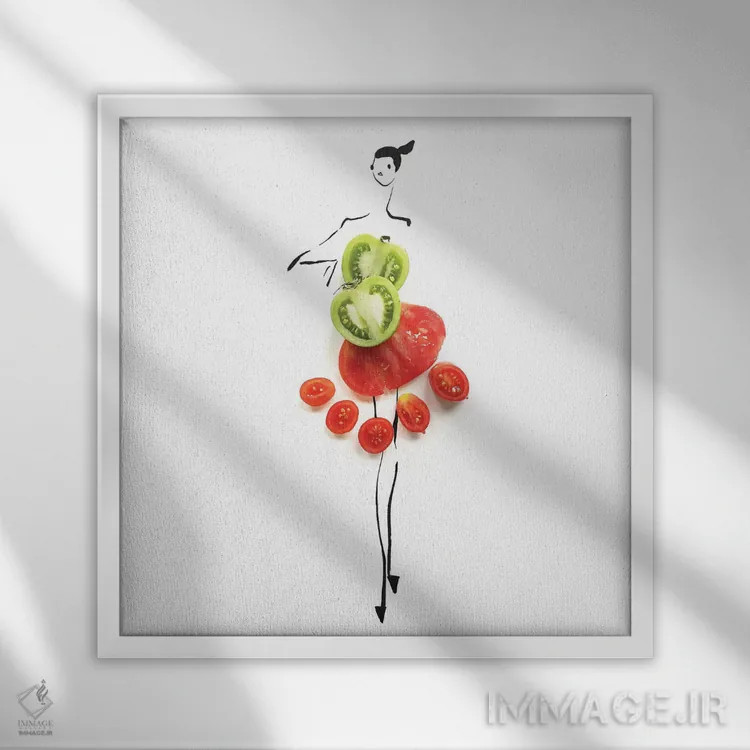 تابلو گوجه فرنگی (سری اول) اثر گرچن روهرز - نمای قابدار سفید