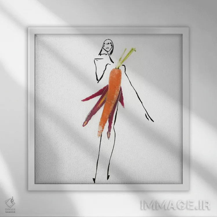 تابلو هویج نارنجی اثر گرچن روهرز - نمای قابدار سفید