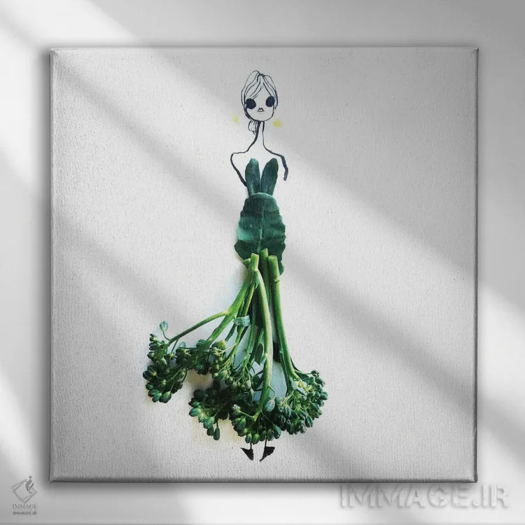 تابلو بروکولینی (کلم سبز ایتالیایی) اثر گرچن روهرز - نمای روبهرو روی دیوار