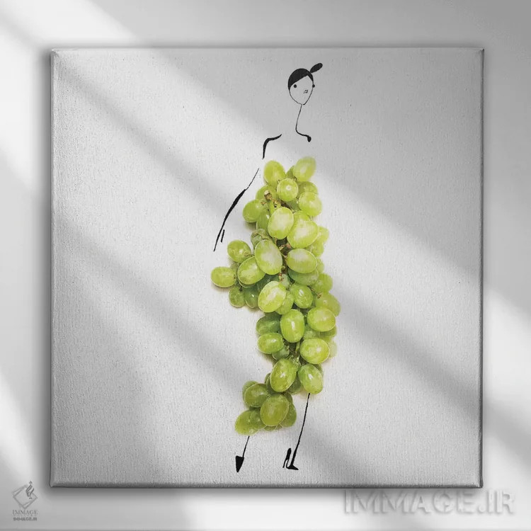 تابلو انگور سبز اثر گرچن روهرز - نمای روبهرو روی دیوار