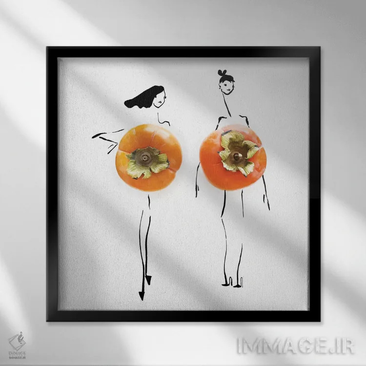 تابلو خرمالوی نارنجی اثر گرچن روهرز - نمای قابدار مشکی