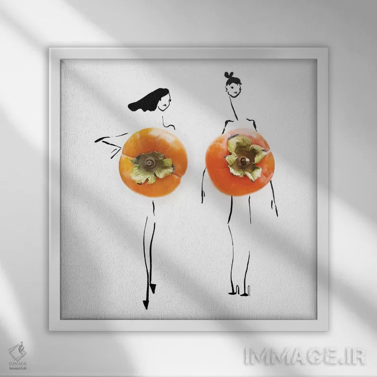 تابلو خرمالوی نارنجی اثر گرچن روهرز - نمای قابدار سفید