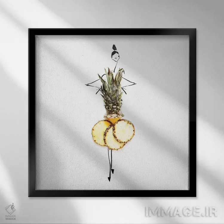 تابلو آناناس اثر گرچن روهرز - نمای قابدار مشکی