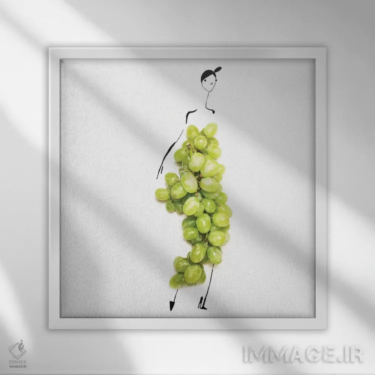 تابلو انگور سبز اثر گرچن روهرز - نمای قابدار سفید