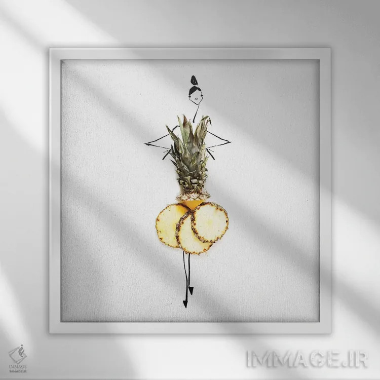 تابلو آناناس اثر گرچن روهرز - نمای قابدار سفید