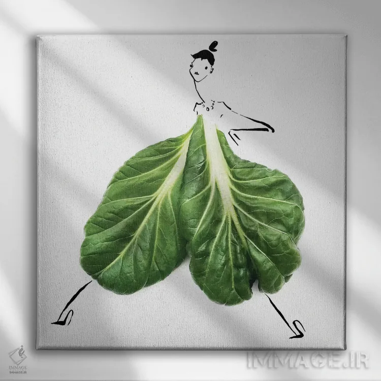 تابلو تاتسوی (کلم آسیایی) اثر گرچن روهرز - نمای روبهرو روی دیوار