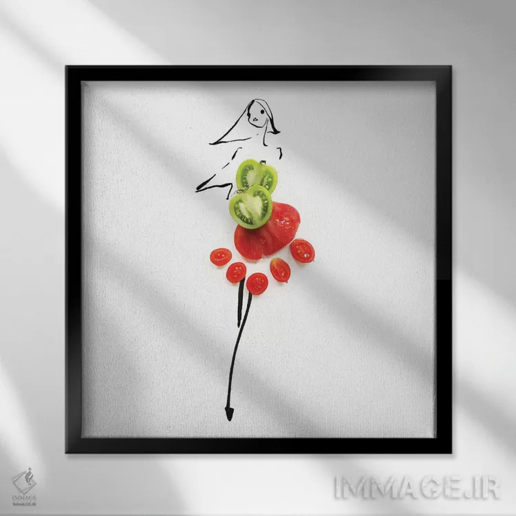 تابلو گوجه فرنگی (سری دوم) اثر گرچن روهرز - نمای قابدار مشکی