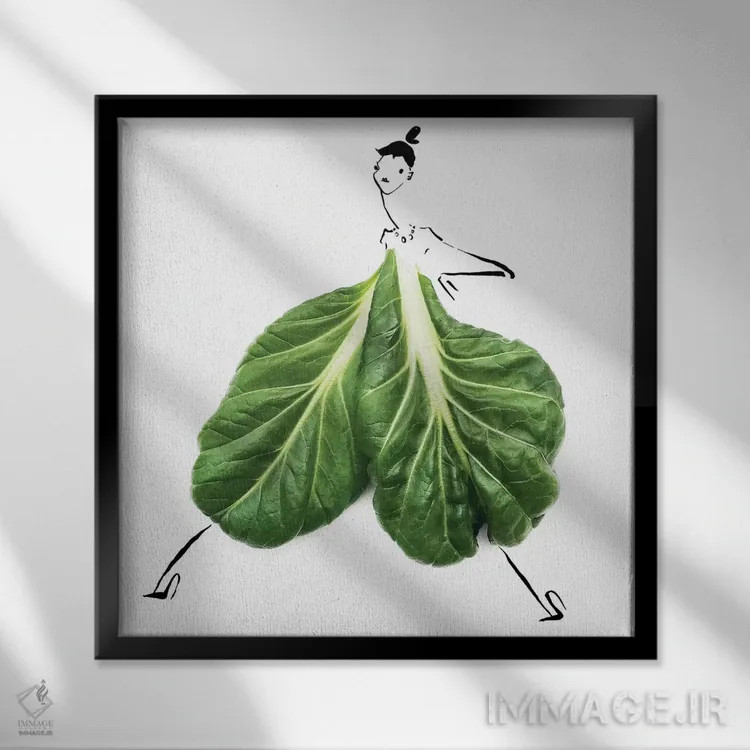 تابلو تاتسوی (کلم آسیایی) اثر گرچن روهرز - نمای قابدار مشکی