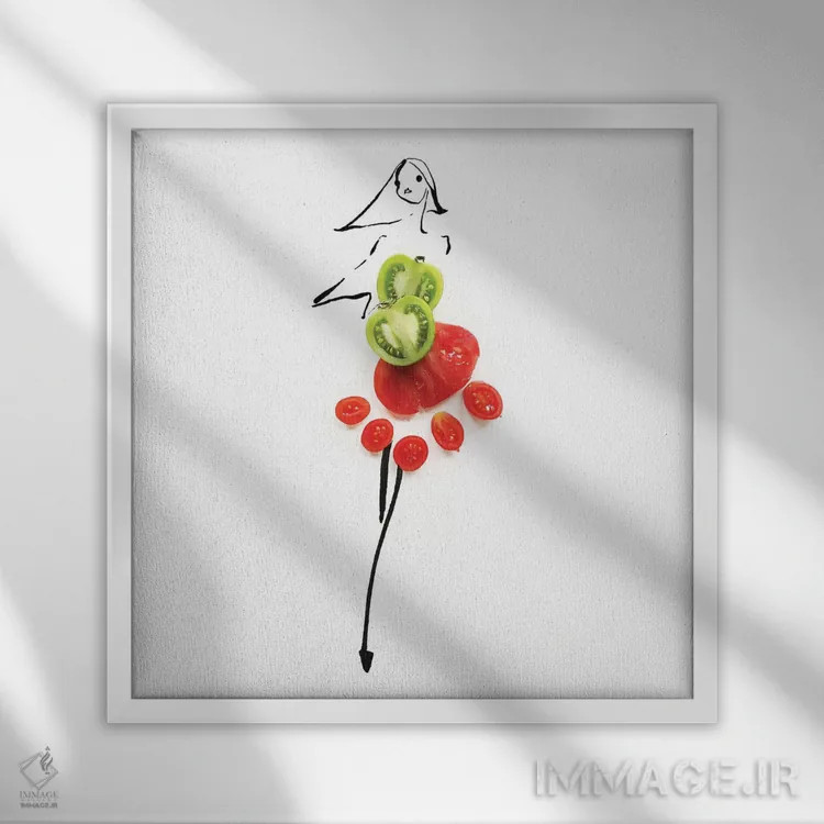 تابلو گوجه فرنگی (سری دوم) اثر گرچن روهرز - نمای قابدار سفید