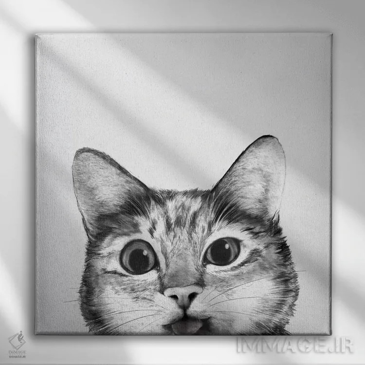 تابلو گربه احمق (بامزه) اثر لورا گریوز - نمای روبهرو روی دیوار