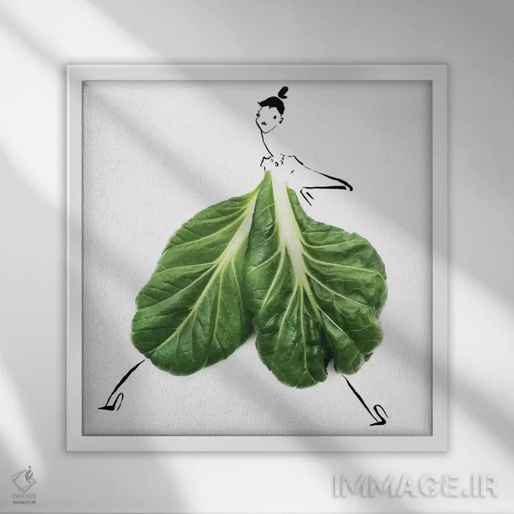 تابلو تاتسوی (کلم آسیایی) اثر گرچن روهرز - نمای قابدار سفید