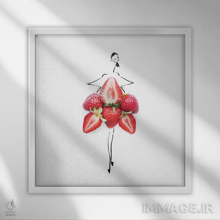 تابلو توتفرنگی اثر گرچن روهرز - نمای قابدار سفید