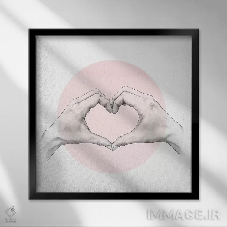 تابلو قلب در دستان اثر لورا گریوز - نمای قابدار مشکی