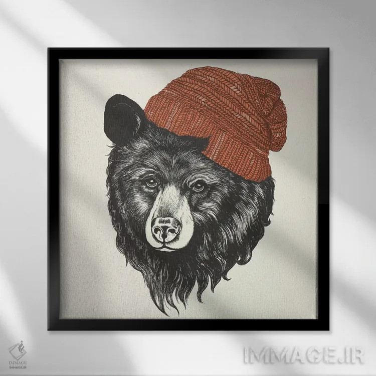 تابلو زیسو خرس اثر لورا گریوز - نمای قابدار مشکی