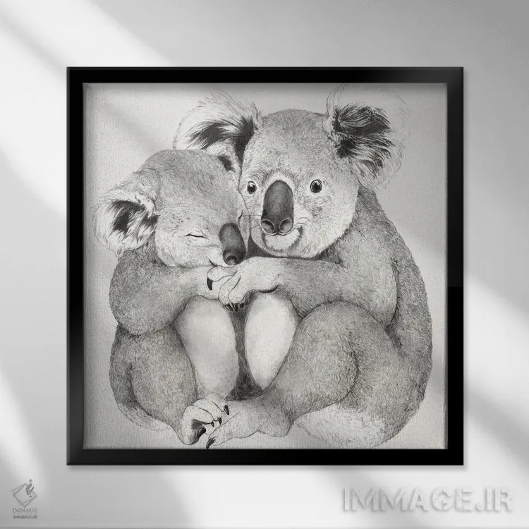 تابلو کوالاها اثر لورا گریوز - نمای قابدار مشکی