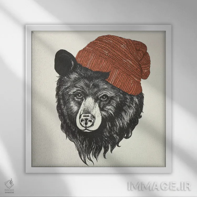 تابلو زیسو خرس اثر لورا گریوز - نمای قابدار سفید