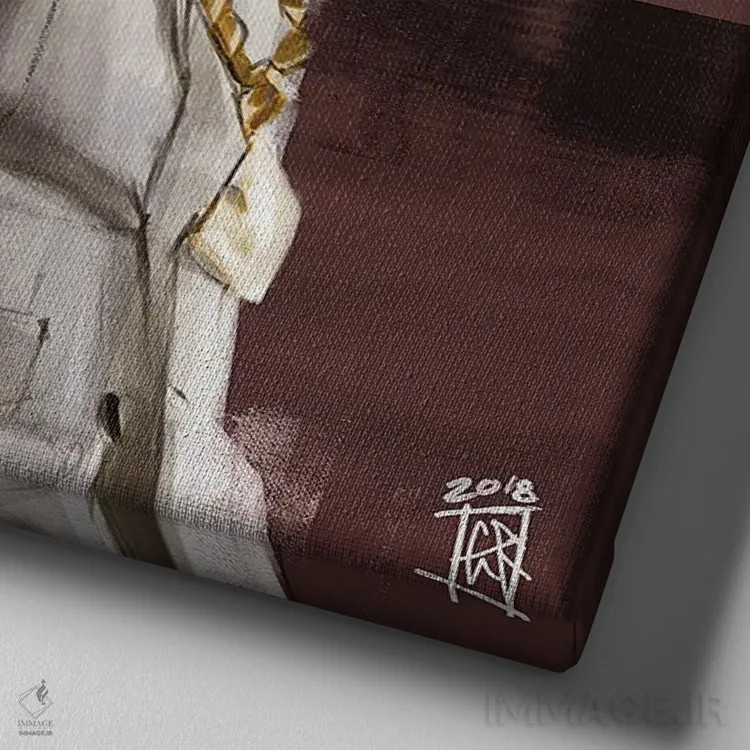 تابلو آقای کارتر اثر گوردون رو - نمای نزدیک بافت بوم