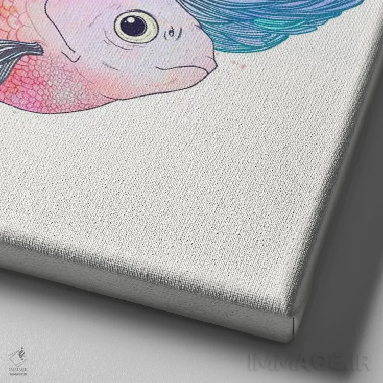 تابلو کراسوس (نوع ماهی) اثر لورا گریوز - نمای نزدیک بافت بوم