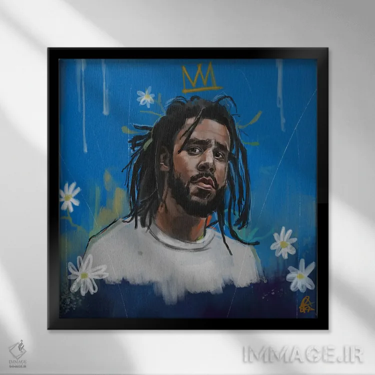 تابلو گل کل اثر گوردون رو - نمای قابدار مشکی