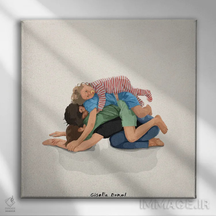 تابلو ژست کودک (یوگا) اثر گیسل دکل - نمای روبهرو روی دیوار