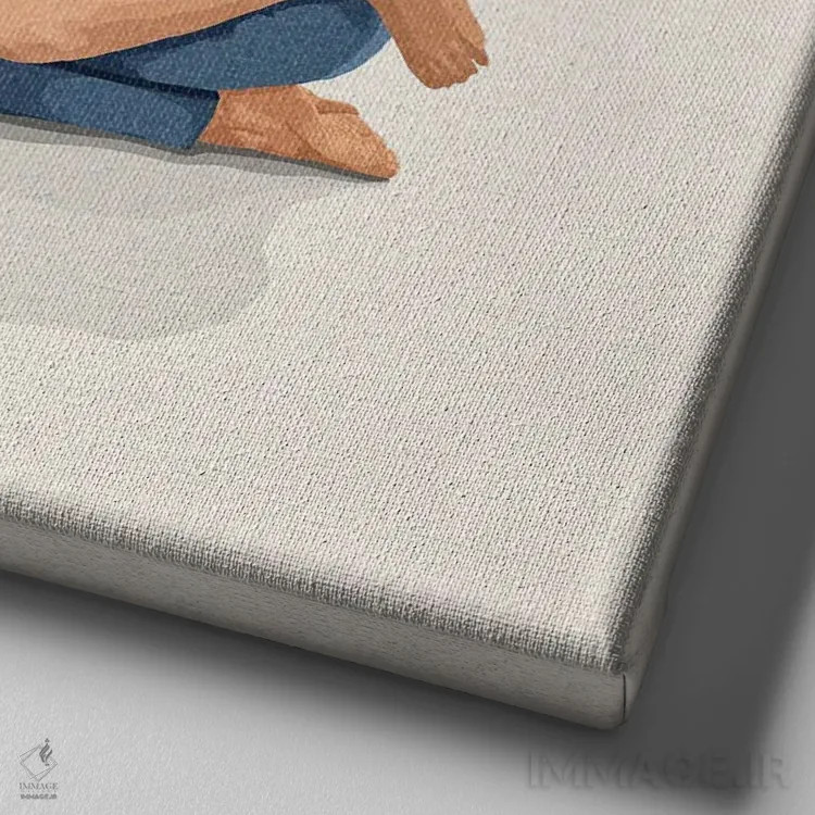 تابلو ژست کودک (یوگا) اثر گیسل دکل - نمای نزدیک بافت بوم