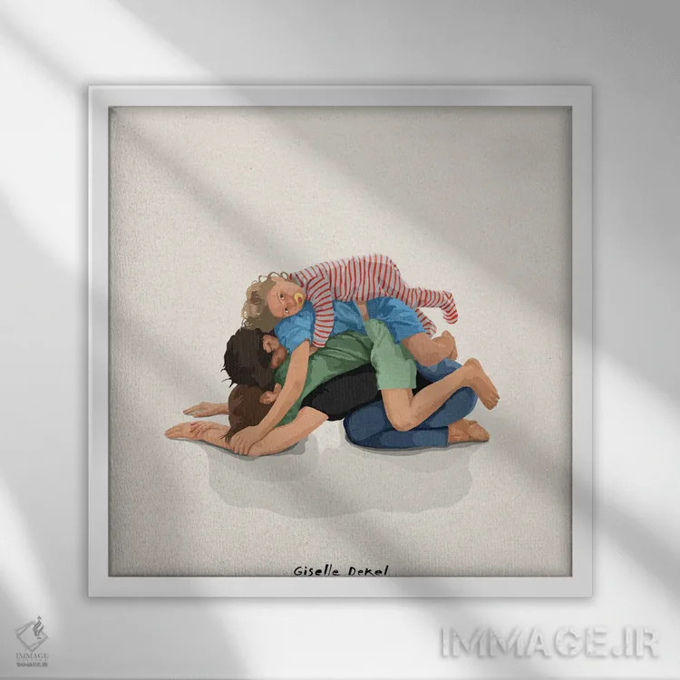 تابلو ژست کودک (یوگا) اثر گیسل دکل - نمای قابدار سفید