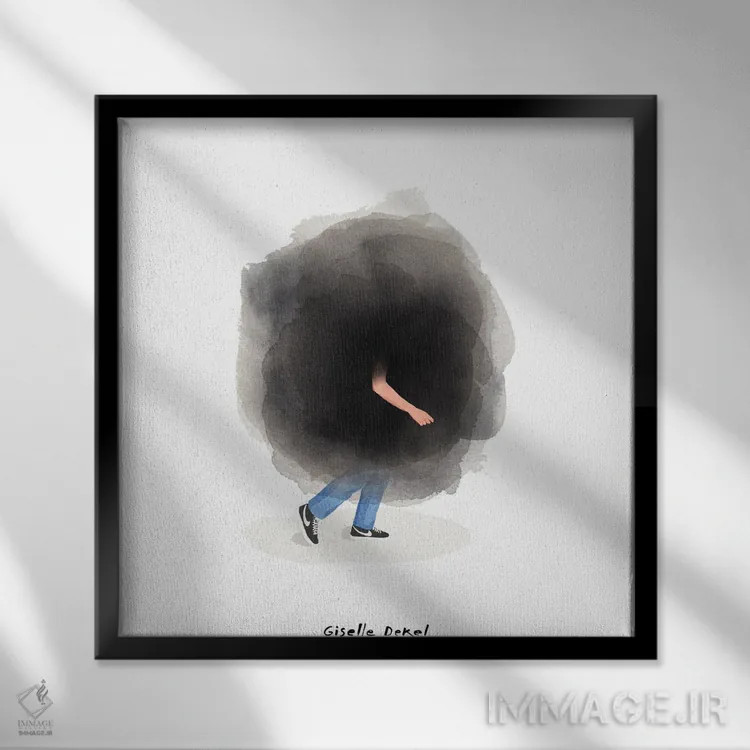 تابلو ابر نگرانی اثر گیسل دکل - نمای قابدار مشکی