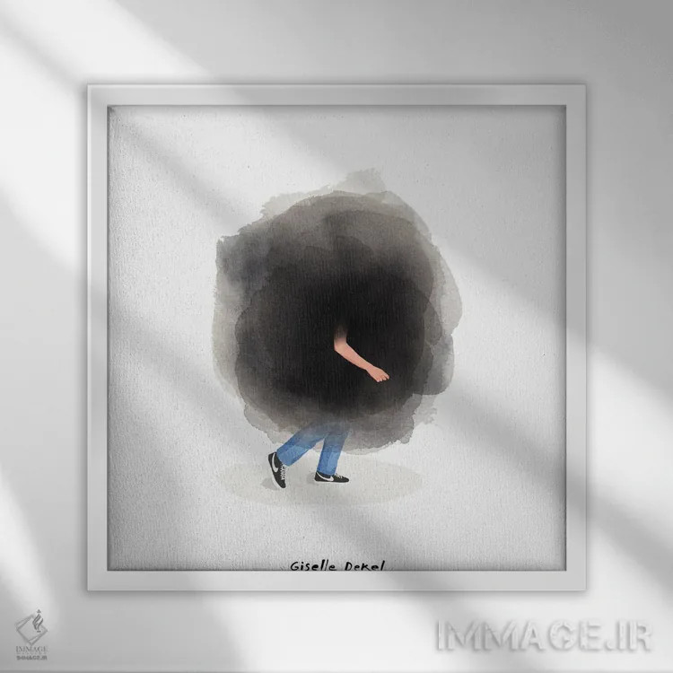 تابلو ابر نگرانی اثر گیسل دکل - نمای قابدار سفید