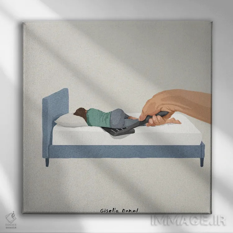 تابلو من را بچرخان اثر گیسل دکل - نمای روبهرو روی دیوار