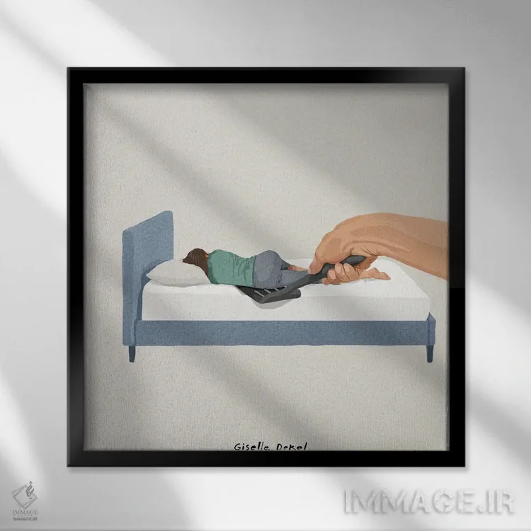 تابلو من را بچرخان اثر گیسل دکل - نمای قابدار مشکی