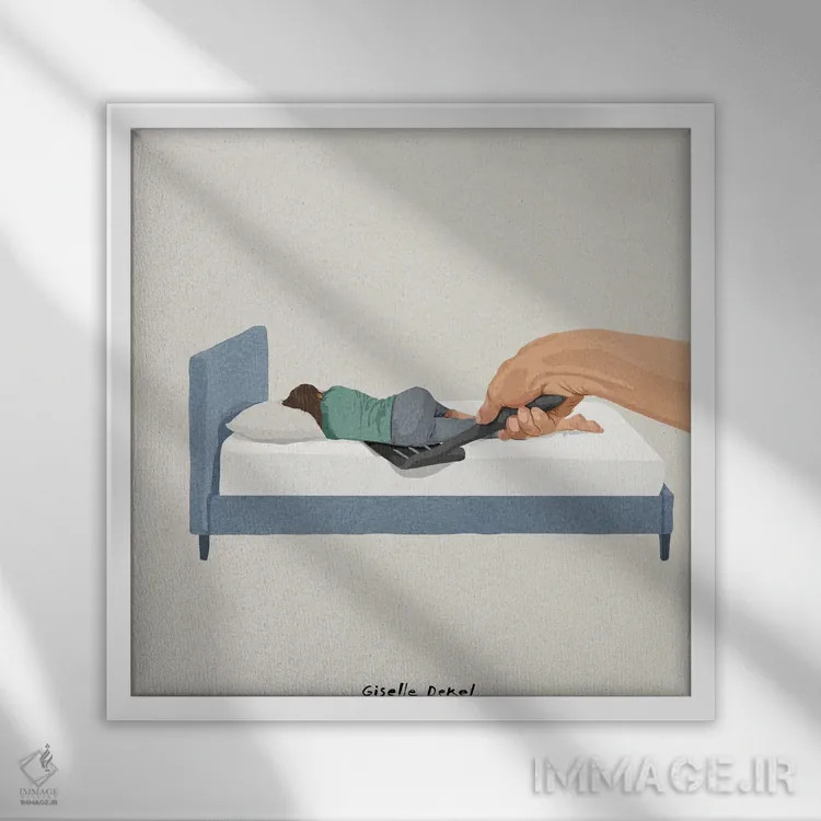 تابلو من را بچرخان اثر گیسل دکل - نمای قابدار سفید