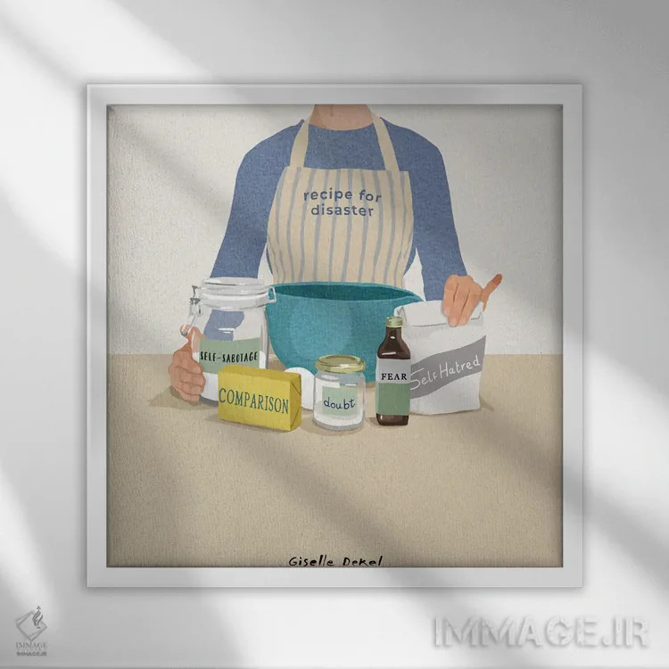 تابلو دستورالعمل فاجعه اثر گیسل دکل - نمای قابدار سفید