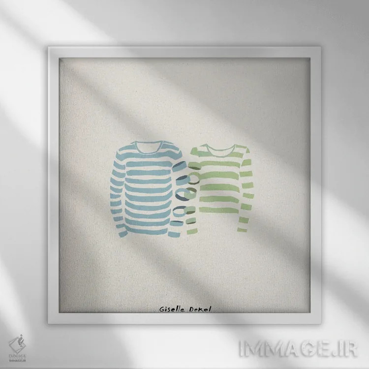 تابلو عاشقان اثر گیسل دکل - نمای قابدار سفید