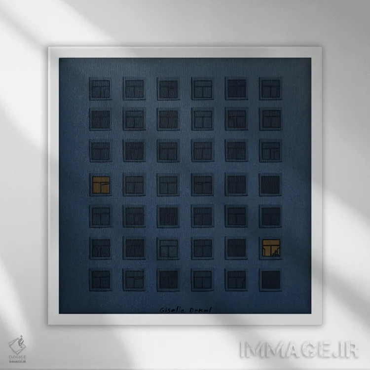 تابلو بیخوابی اثر گیسل دکل - نمای قابدار سفید