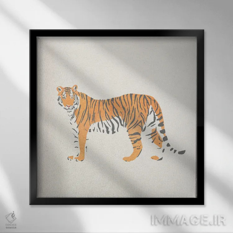 تابلو ببر اثر گیسل دکل - نمای قابدار مشکی