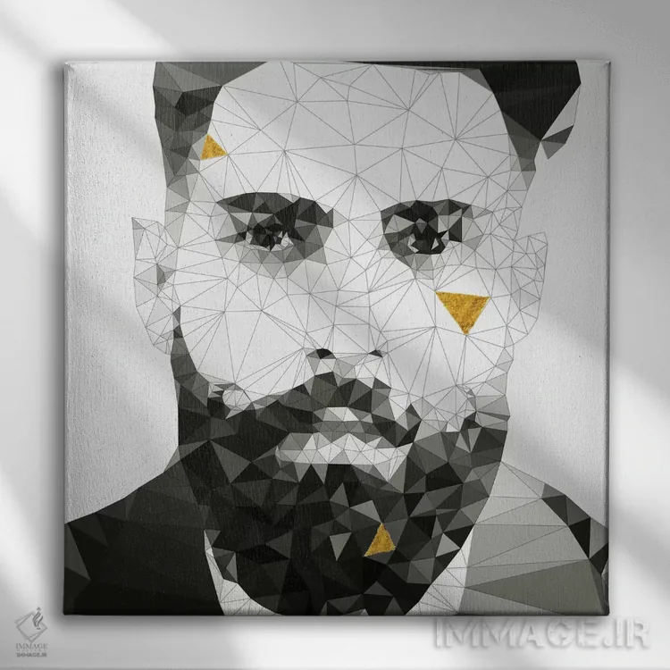 تابلو ریش هندسی (سیاه و سفید) اثر فایو بای فایو کالکتیو - نمای روبهرو روی دیوار