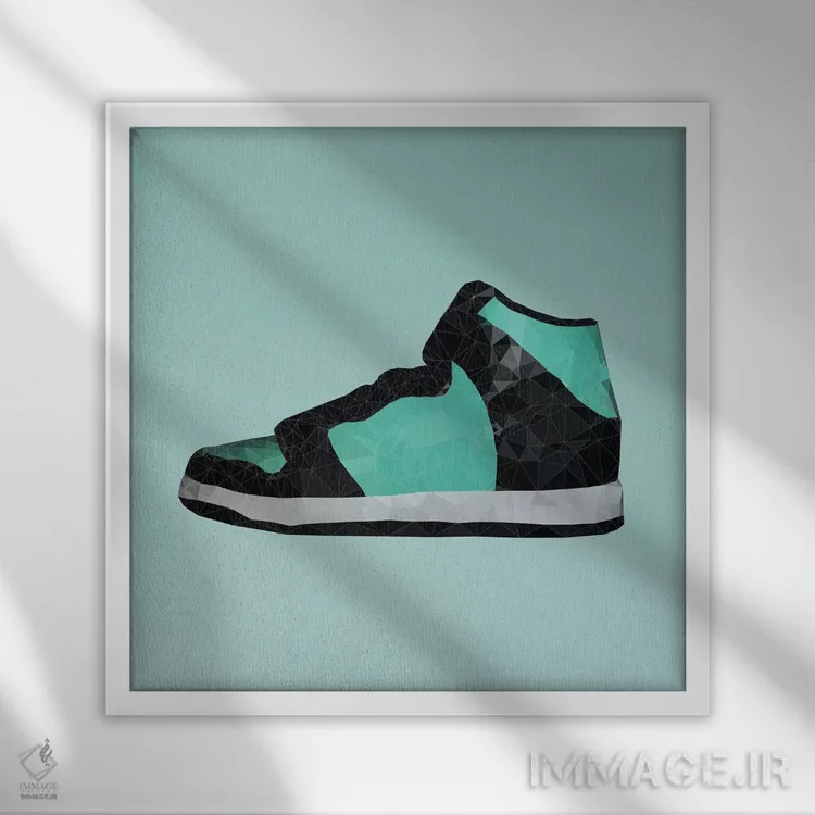 تابلو کفش اسبی دانک: صبحانه در تیفانی (مد و کفش) اثر فایو بای فایو کالکتیو - نمای قابدار سفید