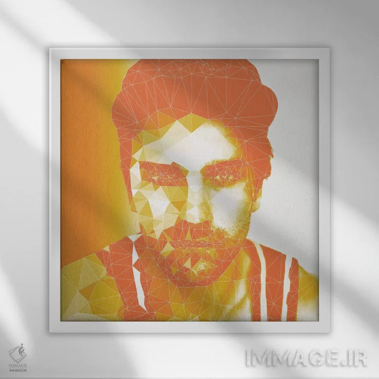 تابلو بسکتبالیست خیابانی، نارنجی غروب اثر فایو بای فایو کالکتیو - نمای قابدار سفید