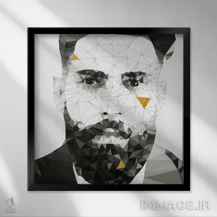 تابلو ریش هندسی (سیاه و سفید) اثر فایو بای فایو کالکتیو - نمای قابدار مشکی