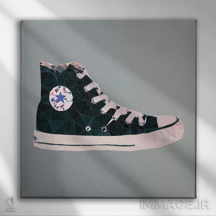 تابلو کفش چاک تیلور آلاستار: مشکی (مد و کفش) اثر فایو بای فایو کالکتیو - نمای روبهرو روی دیوار