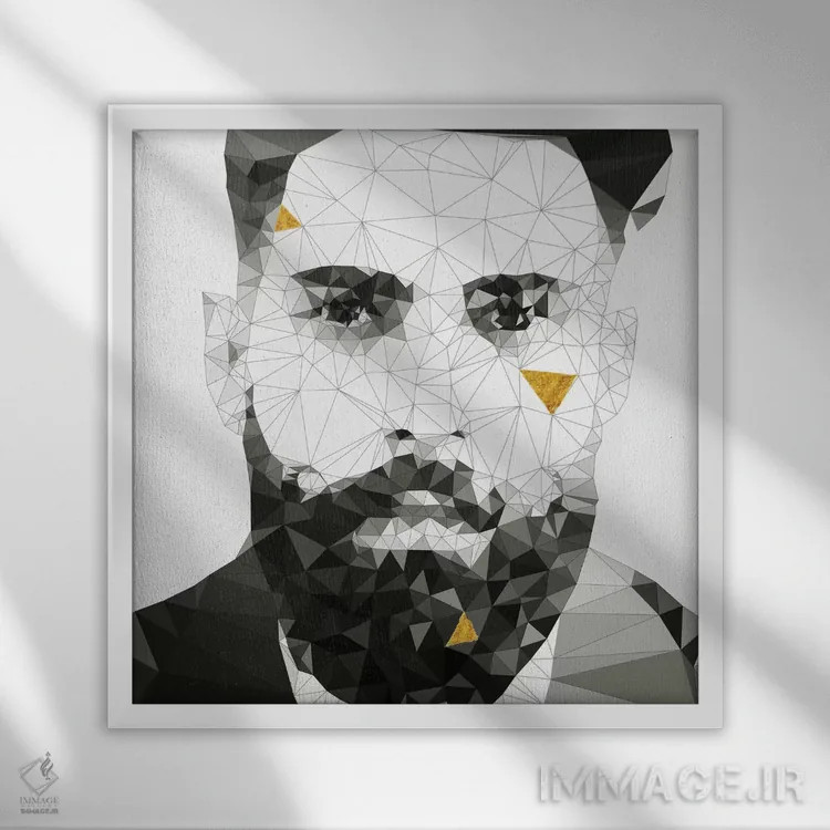 تابلو ریش هندسی (سیاه و سفید) اثر فایو بای فایو کالکتیو - نمای قابدار سفید