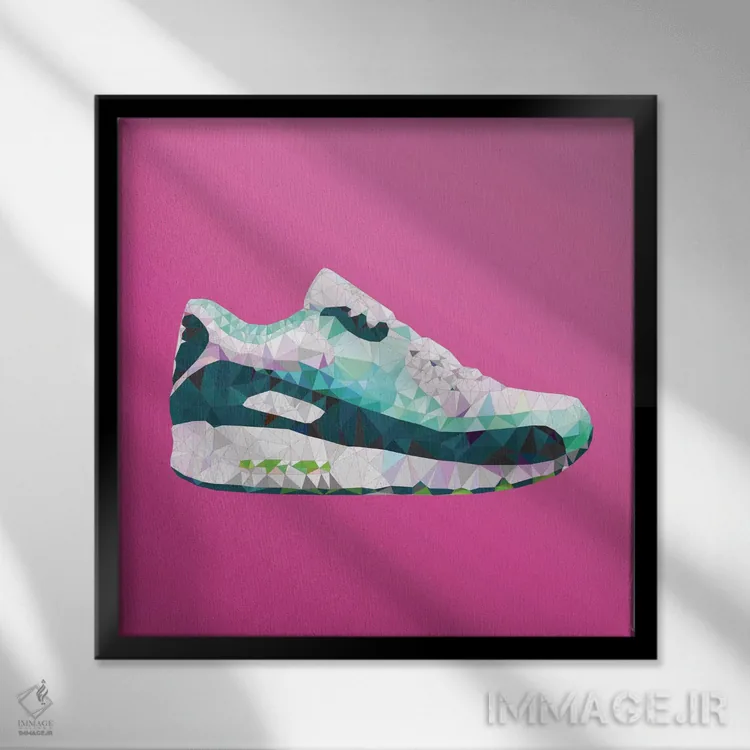 تابلو کفش ایر مکس ۹۰: مجموعه زمرد (مد و کفش) اثر فایو بای فایو کالکتیو - نمای قابدار مشکی
