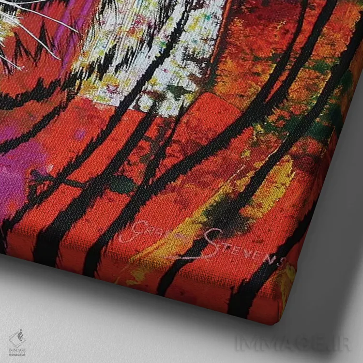 تابلو چشمهای سوزان درخشان اثر گرائیم استیونسون - نمای نزدیک بافت بوم