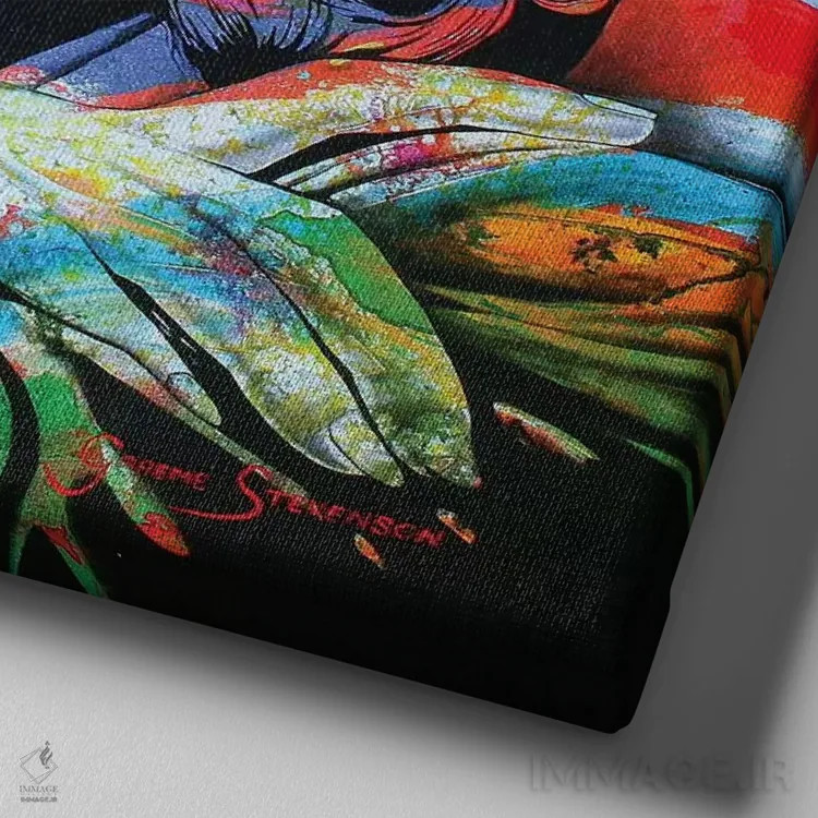 تابلو درست مثل بکال (بازیگر) اثر گرائیم استیونسون - نمای نزدیک بافت بوم