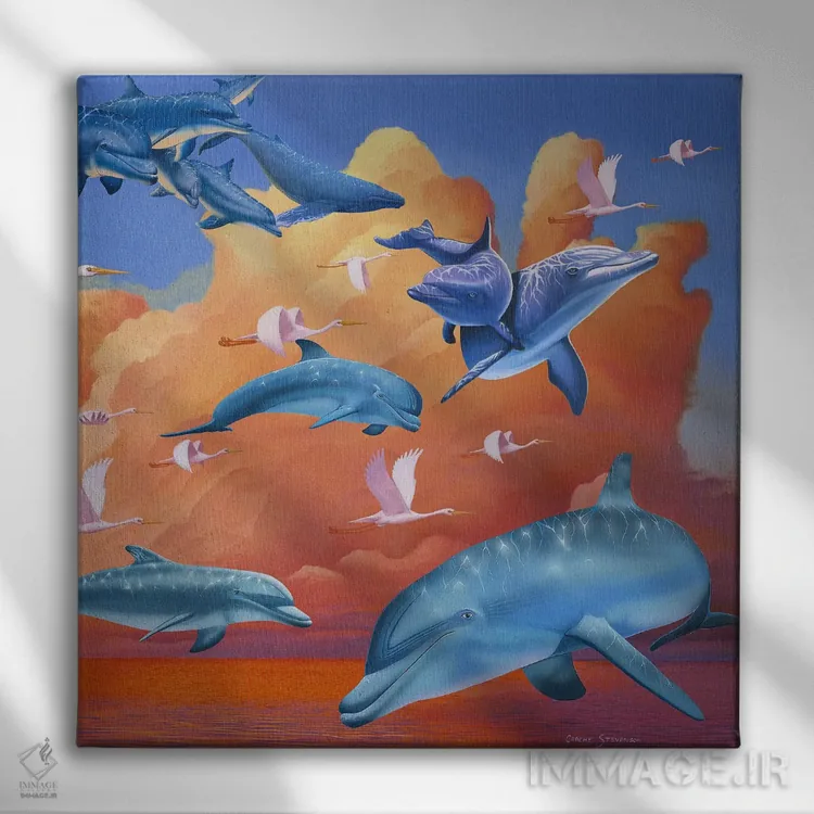 تابلو ابرهای دلفینی اثر گرائیم استیونسون - نمای روبهرو روی دیوار
