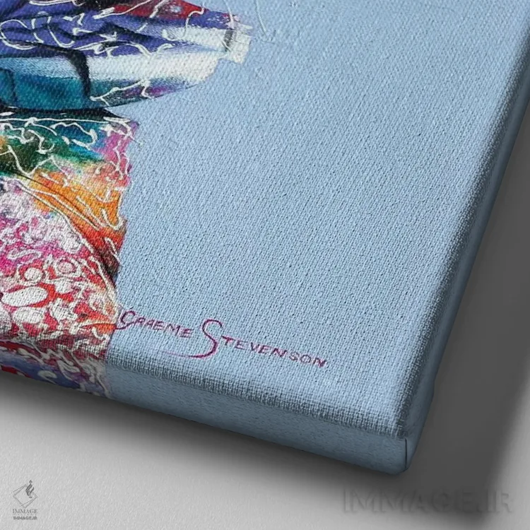 تابلو عقب خودت را تکان بده (اصطلاح انگیزشی انگلیسی) اثر گرائیم استیونسون - نمای نزدیک بافت بوم