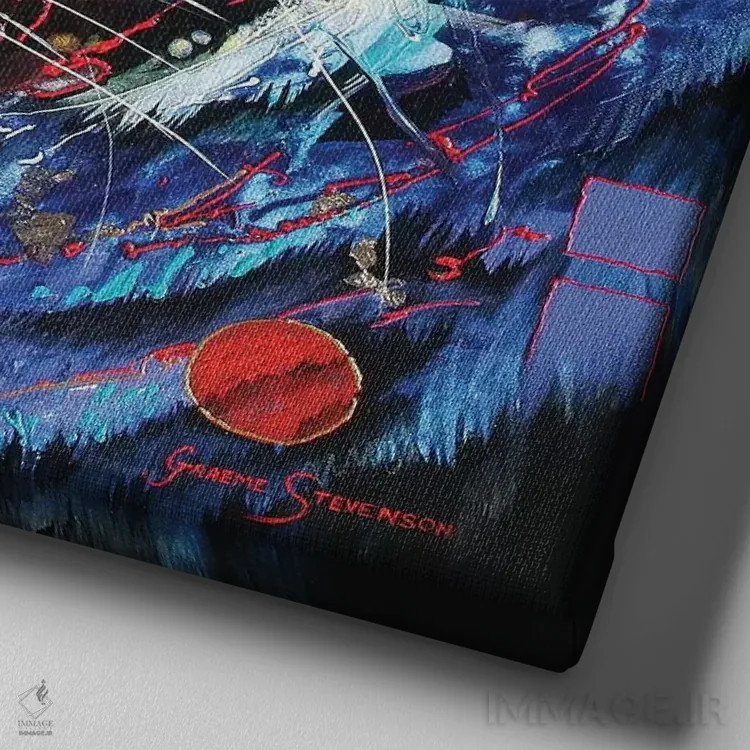 تابلو شب سیاه اثر گرائیم استیونسون - نمای نزدیک بافت بوم