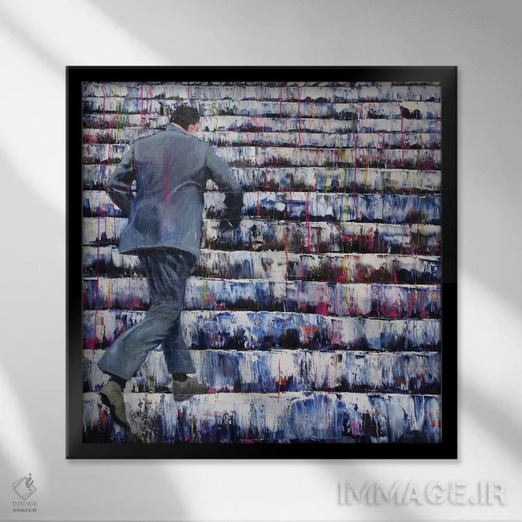 تابلو پلههای بالا اثر دیوید گیستا - نمای قابدار مشکی